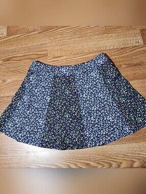 RALPH LAUREN  Navy Floral Panel Skater Skort with Multicolor Accents